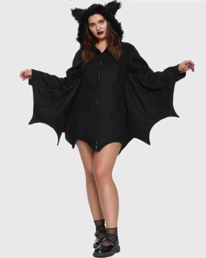 Girl Bat Black Hooded Costume Jacket for Women
