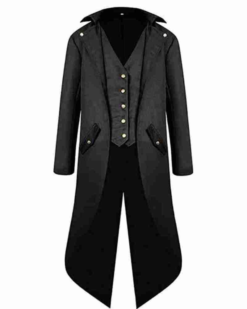 Halloween Gothic Black Medieval Trench Tailcoat