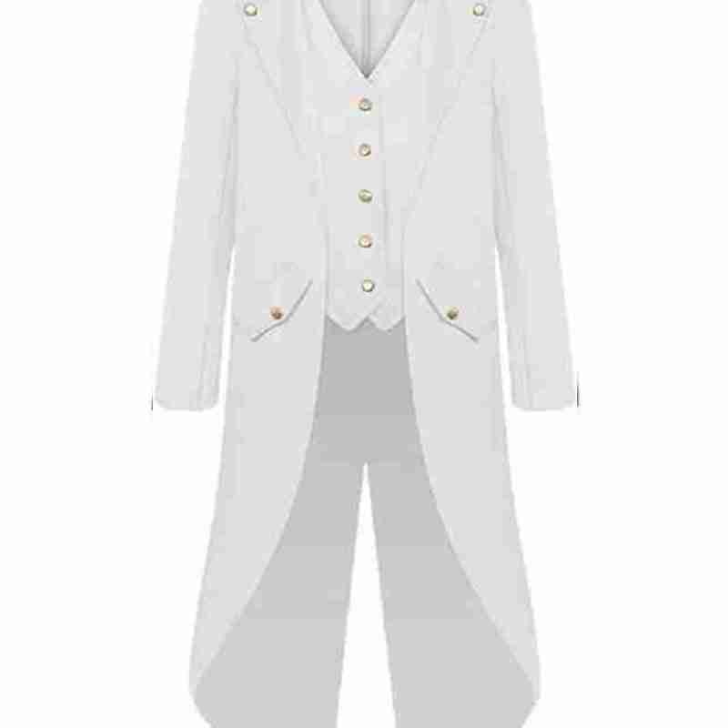 Men’s Halloween Gothic White Medieval Tailcoat