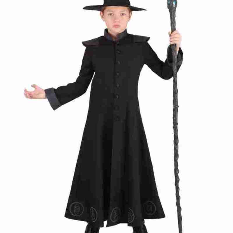 Halloween Warlock Black Costume for Kids