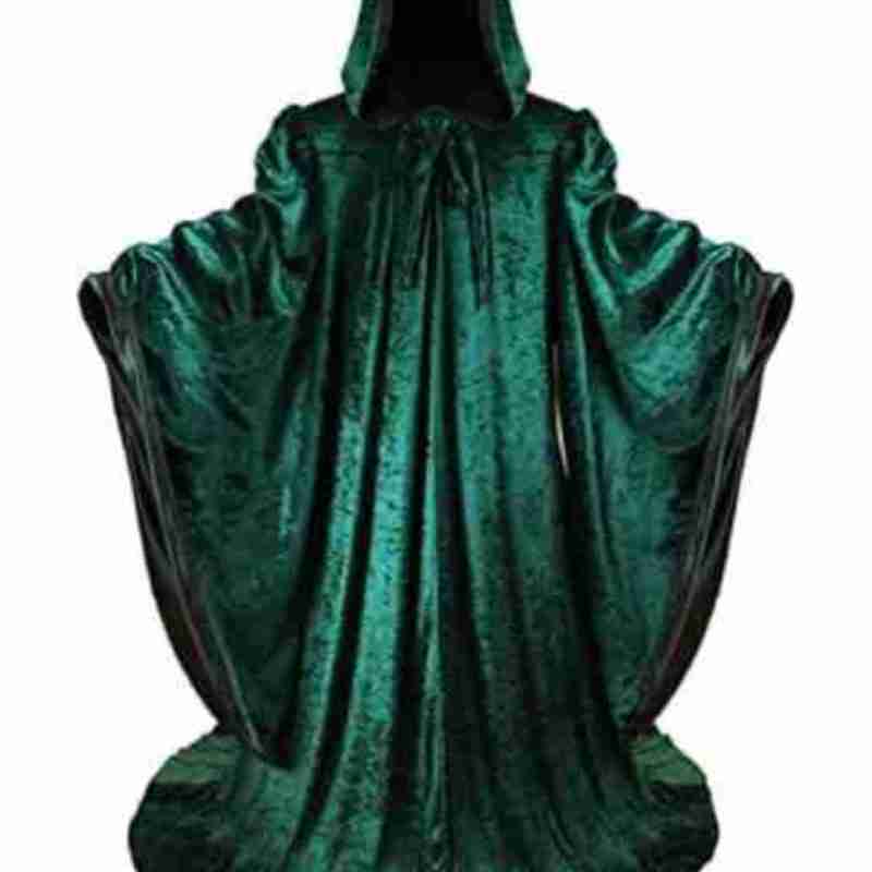 Halloween Wizard Velvet Dark Green Cloak