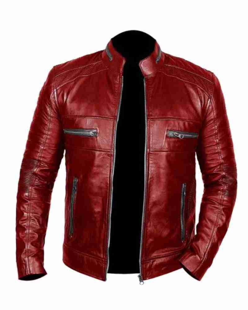 Men Johnson Red Leather Jacket