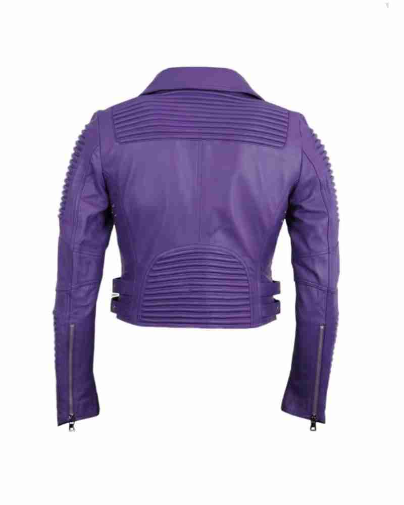 Women Moto Purple Biker Jacket