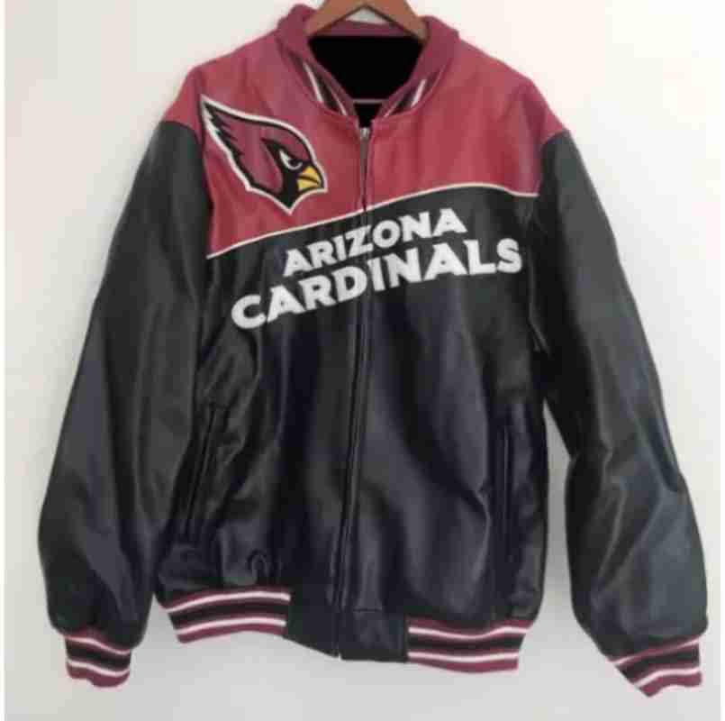 Arizona Cardinals NFL Black Red Leather Jacket