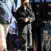 Black Selena Gomez Suede Leather Coat
