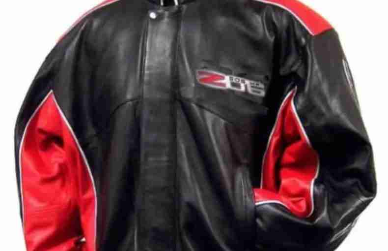C6 Z06 Black Red Corvette Leather Jacket