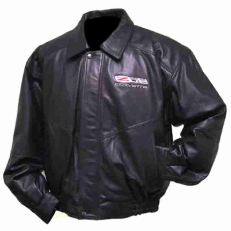 C6 Z06 Corvette Black Bomber Leather Jacket