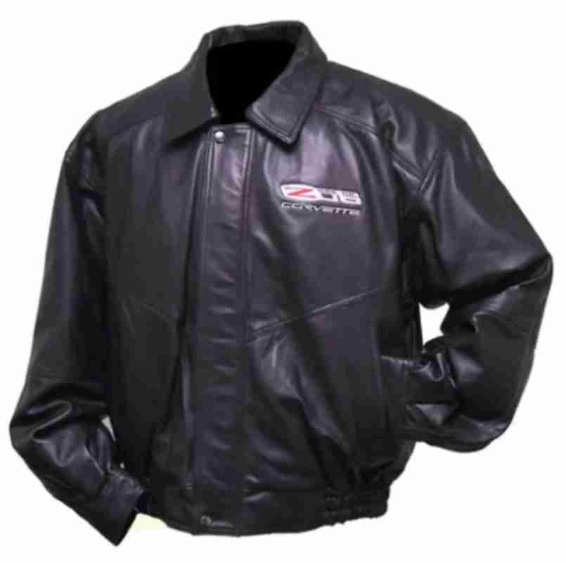 C6 Z06 Corvette Black Bomber Leather Jacket