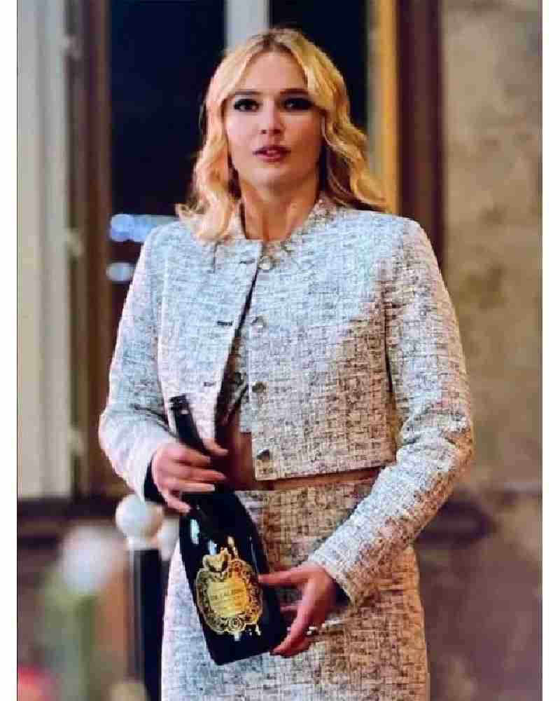 Emily In Paris S03 Camille Tweed Cream Jacket
