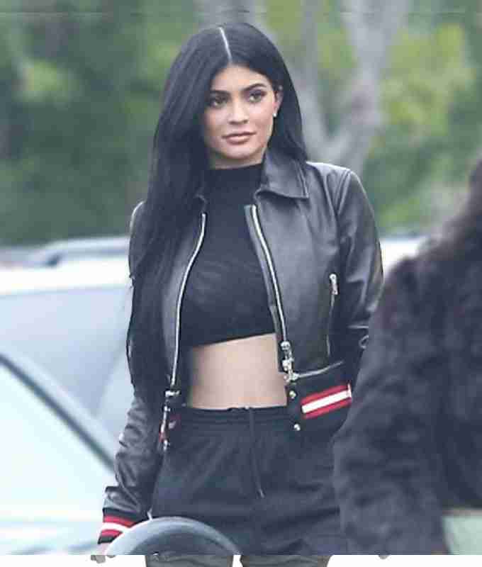 Kylie Jenner Street Style Black Leather Jacket
