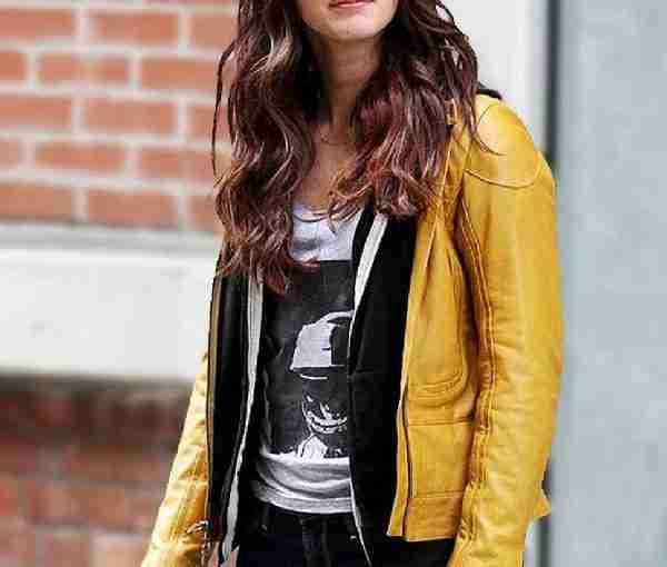 Megan Fox Stylish Yellow Leather Jacket