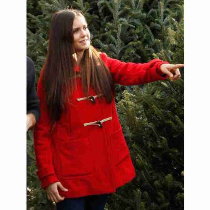 Nina Dobrev Christmas Red Jacket
