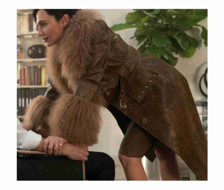 Red Notice 2021 Gal Gadot Brown Fur Leather Coat
