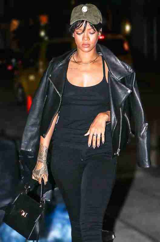 Rihanna Black Motorcycle Leather Jacket