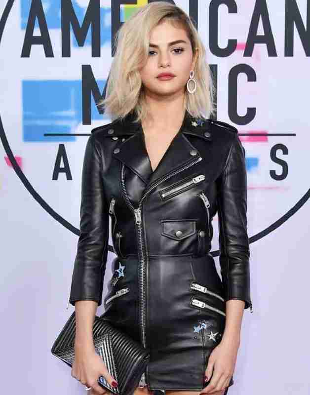 Selena Gomez AMAs 2017 Leather Jacket