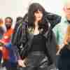 Selena Gomez Shiny Black Leather Jacket