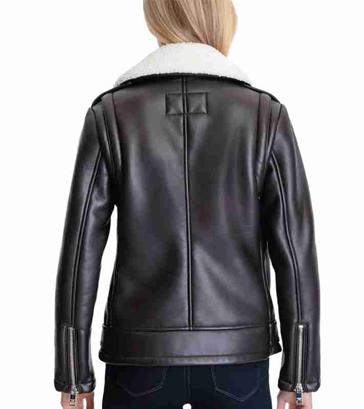 Womens Fur Black Leather Jacket