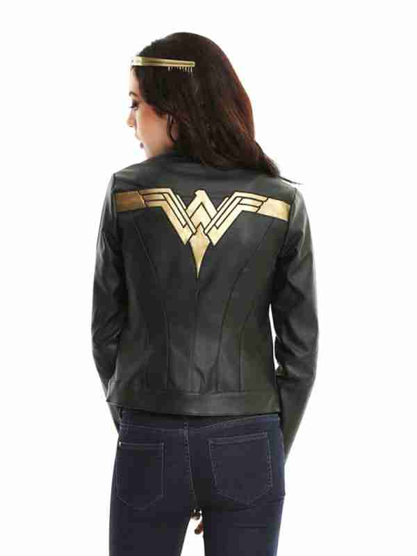 Wonder Woman Cosplay Black Leather Jacket