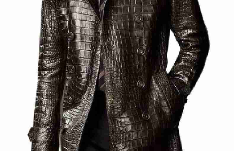 Men’s Double Breasted Alligator Leather Coat