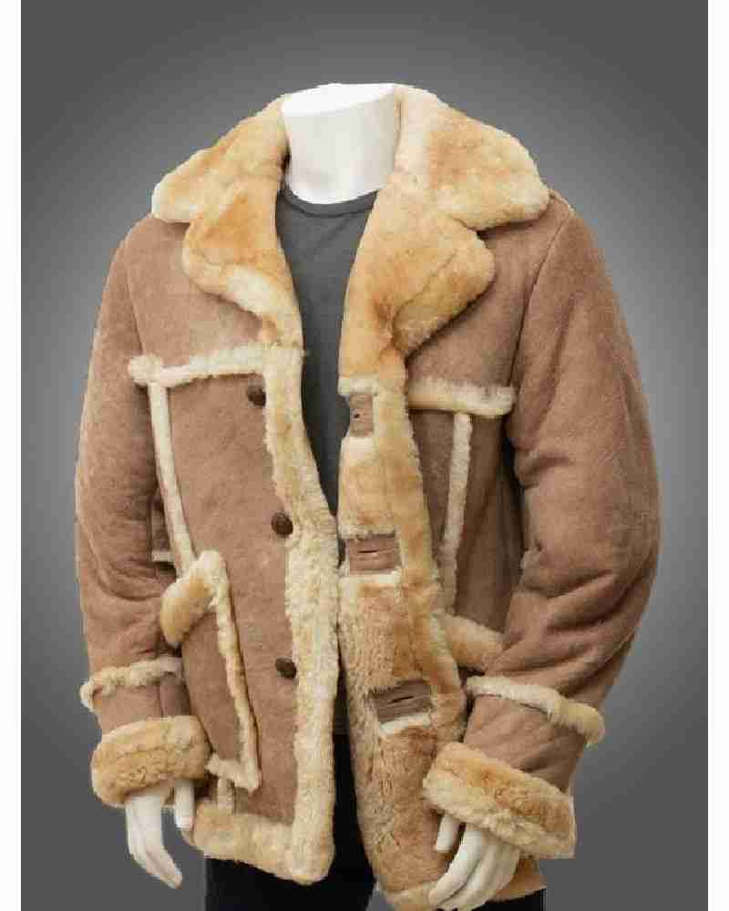 Mens Sheepskin Leather Fur Coat