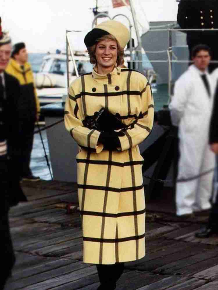 Princess Diana Yellow Checked Coat