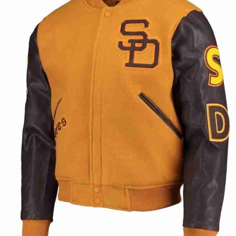 San Diego Padres Full-Zip Logo Brown Varsity Jacket