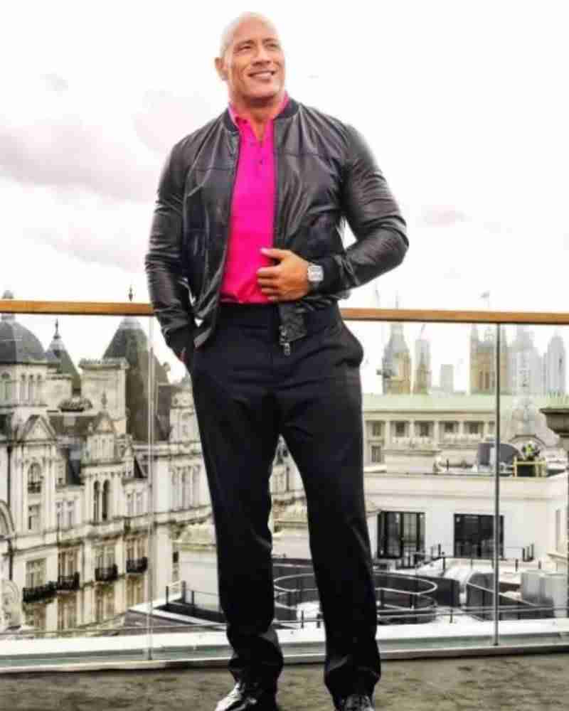 Dwayne Johnson Movie Black Adam 2022 Black Bomber Leather Jacket
