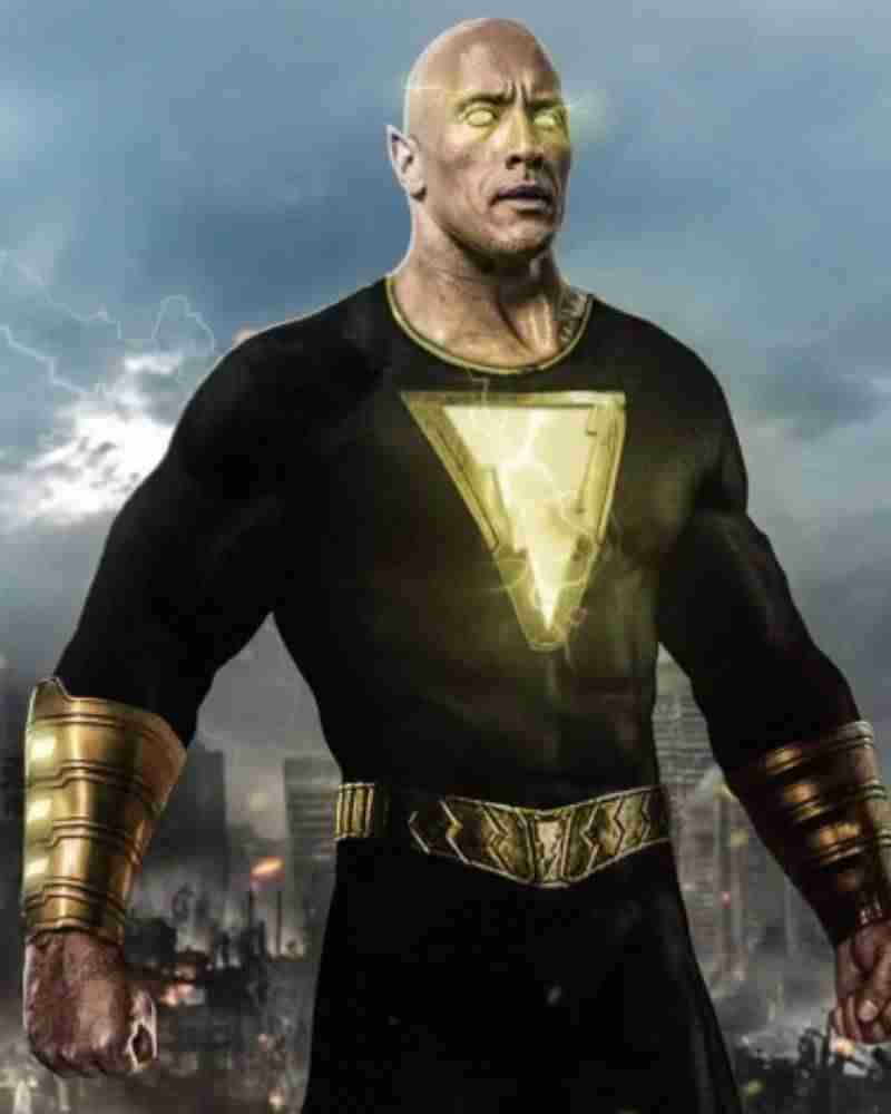 Dwayne Johnson (The Rock) DC Black Adam 2022 Flash Light Black Leather Jacket