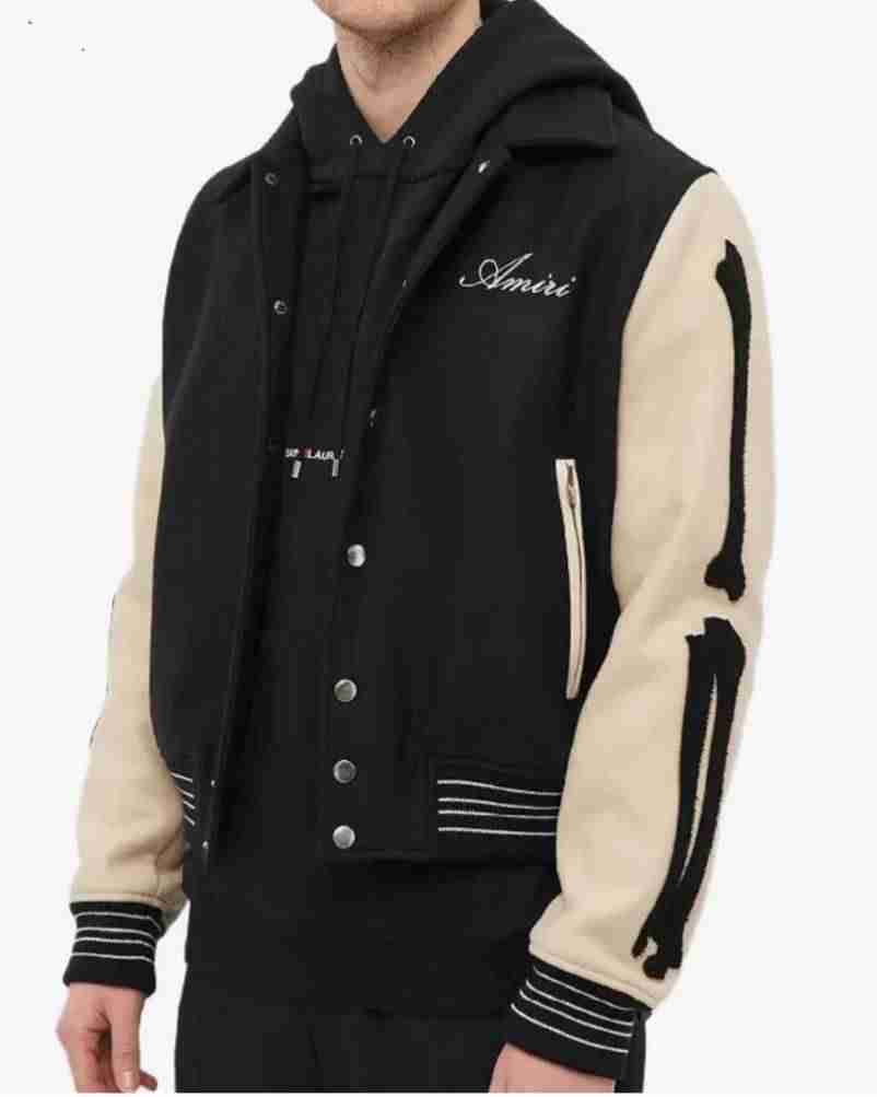 Men’s Amiri Bones Black & Beige Varsity Jacket