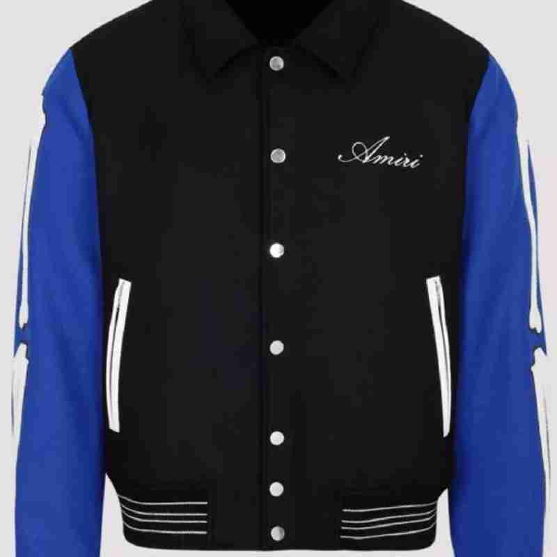 Men’s Amiri Bones Black & Blue Varsity Jacket