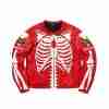 Men’s Supreme Vanson Skeleton Bones Red Zippered Jacket