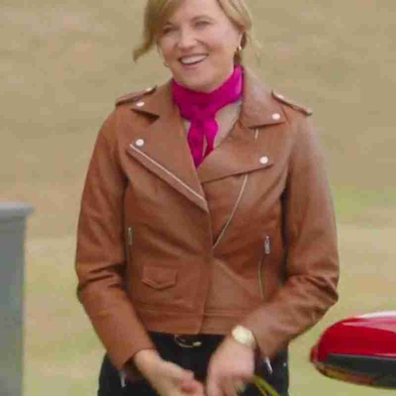 Lucy Lawless My Life Is Murder Season 3 Brown Leather Jacket