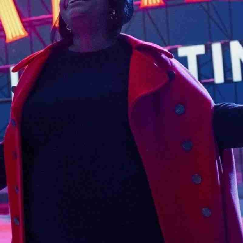 Octavia Spencer Spirited 2022 Double-Breasted Red Coat
