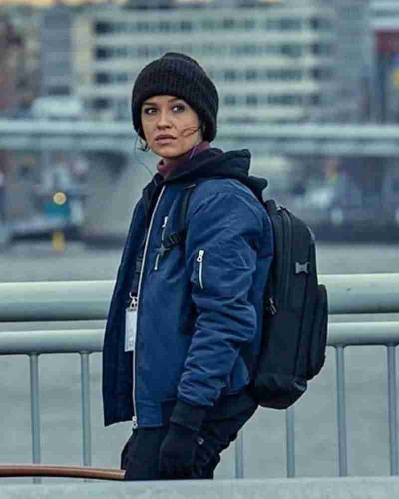 Holly Mae Brood Film The Takeover Mel Bandison Blue Puffer Jacket