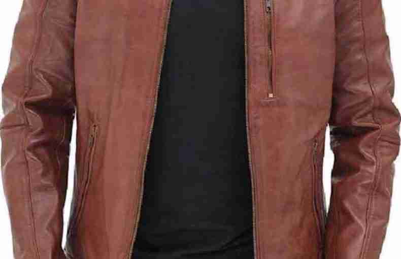 Men’s Benjamin Cafe Racer Shoulder Padded Brown Leather Jacket