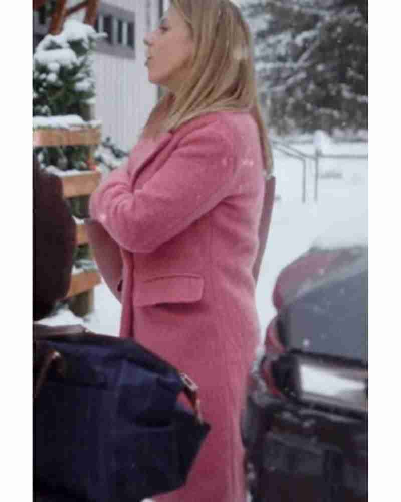 A Cozy Christmas Inn Jodie Sweetin Pink Wool Buttoned Coat