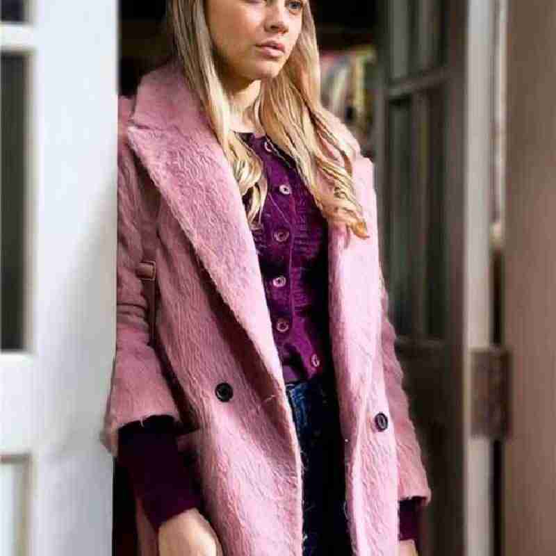 After Ever Happy 2022 Josephine Langford Pink Wool Coat