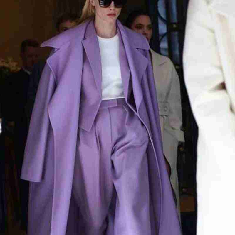Bella Hadid Purple Wool Coat