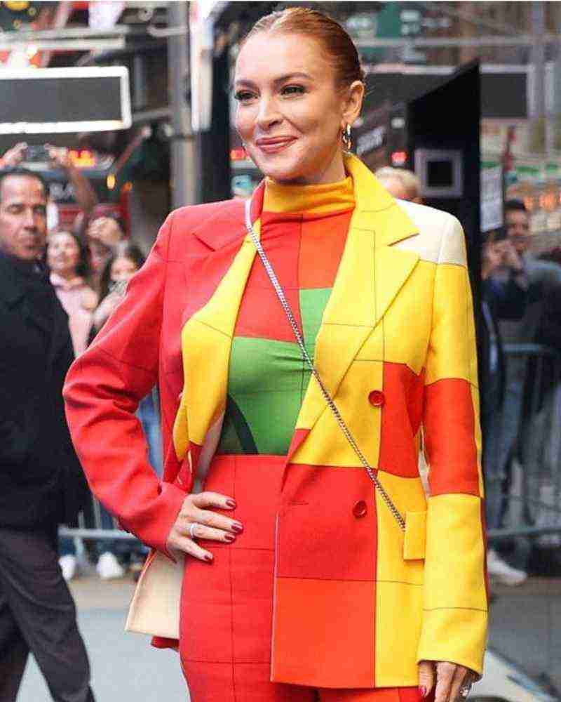 Lindsay Lohan Falling for Christmas 2022 Blazer Coat