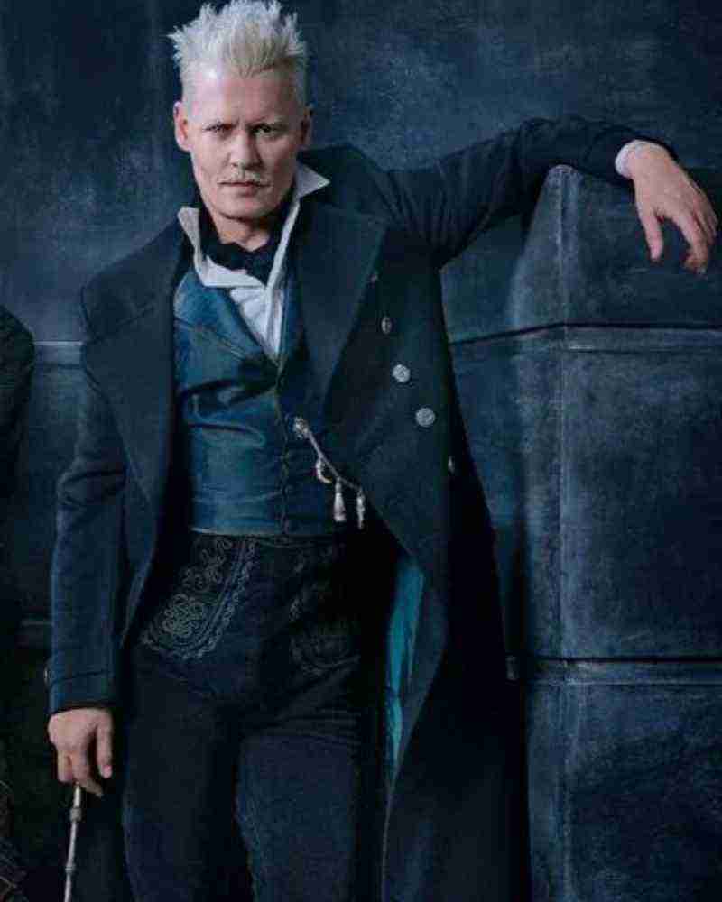 Johnny Depp Movie Fantastic Beasts The Secrets of Grindelwald 2022 Gellert Grindelwald Black Trench Coat