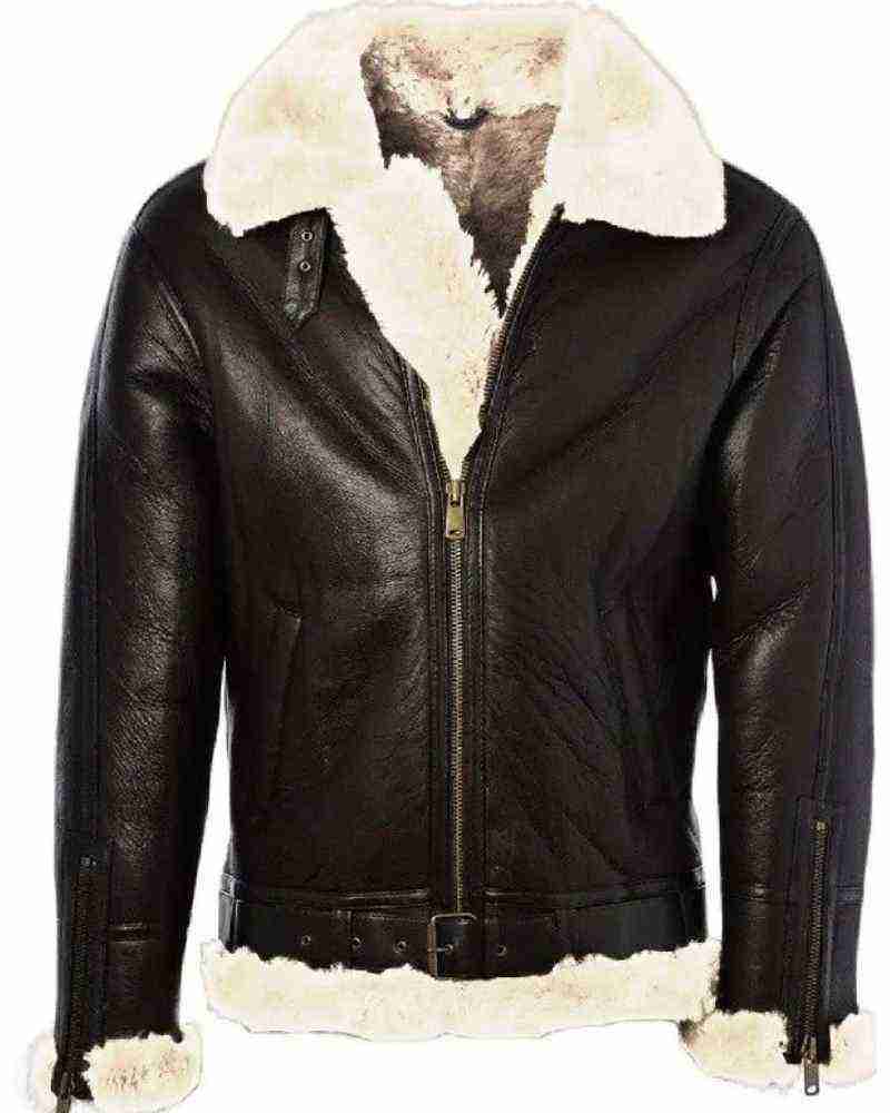 Fur Aviator Pilot Bomber Leather Jacket