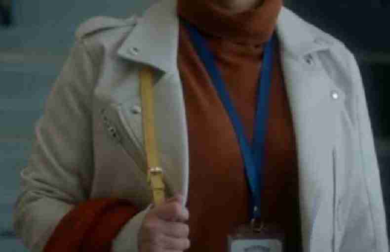 In Merry Measure Patti Murin White Zippered Leather Jacket