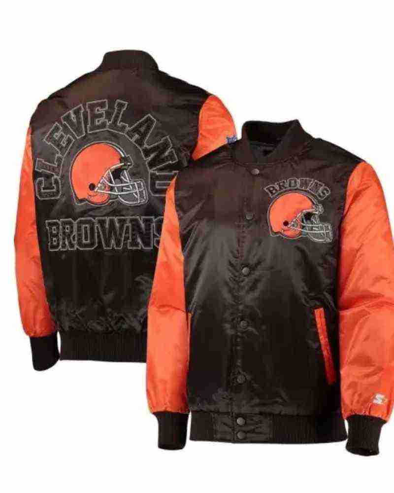 Men’s Starter NFL Football team Cleveland Browns Brown/Orange Varsity Satin Jacket