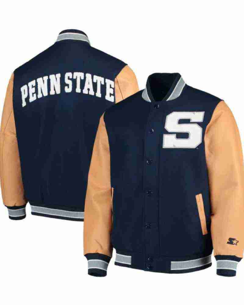 Penn State Nittany Lions Navy Blue Varsity Bomber Jacket for Men’s
