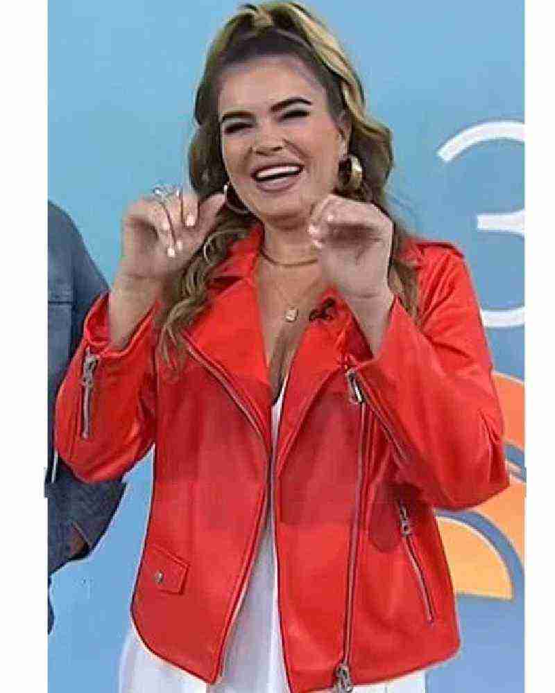 Kathy Buccio The Today Show Biker Red Leather Jacket