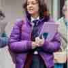 Sara Young Royals S02 Frida Argento Purple Puffer Jacket
