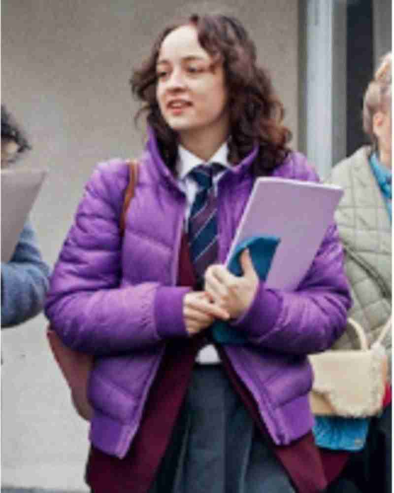 Sara Young Royals S02 Frida Argento Purple Puffer Jacket