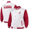 Alabama Crimson Tide Bomber White Satin Jacket