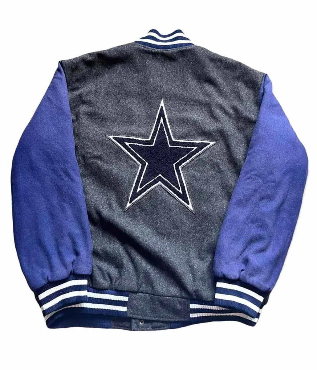 Dallas Cowboys Wool Gray and Blue Letterman Jackets