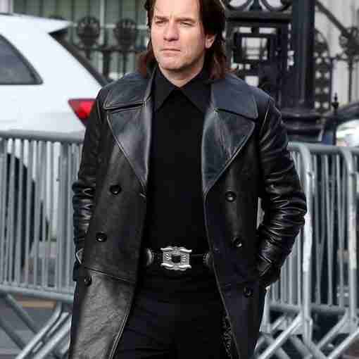 Halston Ewan Mcgregor Leather Peacoat
